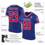 Maillot de football rétro authentique en maille rouge et blanc royal personnalisé