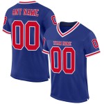 Maillot de football rétro authentique en maille rouge et blanc royal personnalisé