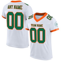 Maillot de football authentique personnalisé blanc Kelly vert-orange en maille